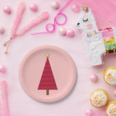 Diepe rode dampkast moderne kerstboom papieren bordje (Feest)