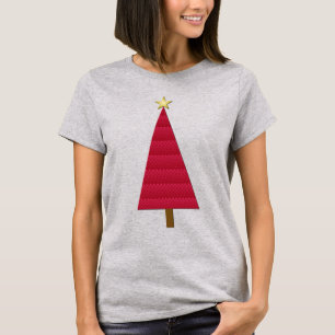 Diepe rode dampkast moderne kerstboom t-shirt