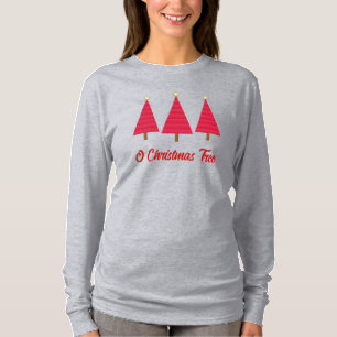 Diepe rode dampkast moderne kerstboom t-shirt