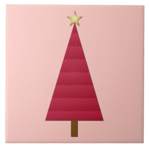 Diepe rode dampkast moderne kerstboom tegeltje