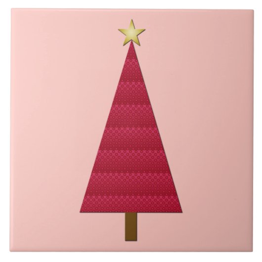 Diepe rode dampkast moderne kerstboom tegeltje (Voorkant)
