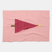 Diepe rode dampkast moderne kerstboom theedoek (Horizontaal)