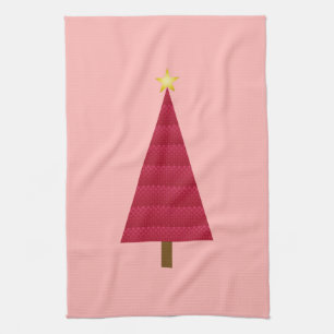 Diepe rode dampkast moderne kerstboom theedoek