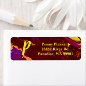 Diepe rode en gouden alcoholinkt etiket (Insitu)