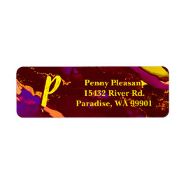 Diepe rode en gouden alcoholinkt etiket