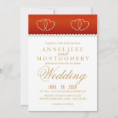 Diepe rode en goudharten - Uitnodiging (Voorkant)