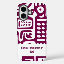 Diepe rode en witte doodles iPhone 16 hoesje