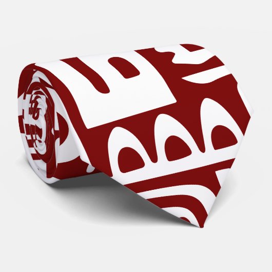Diepe rode en witte doodles van 7 stropdas (Opgerold)