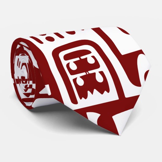 Diepe rode en witte doodles van 7 stropdas (Opgerold)