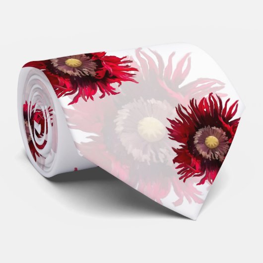 Diepe rode papies op witte achtergrond stropdas (Opgerold)