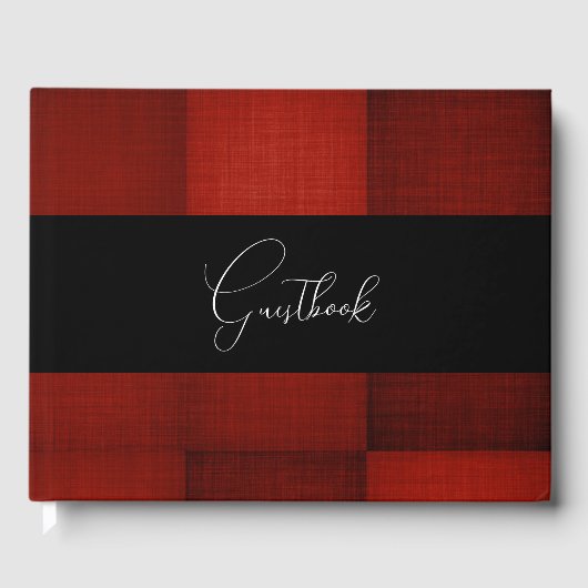 Diepe Rode Plein Patches Huwelijk Gastenboek (Voorkant)
