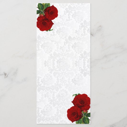 Diepe rode roos bruiloft - Menu (Achterkant)