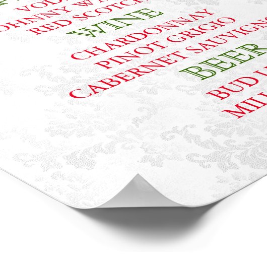 Diepe rode roze Floral Weddenschap - Menu Bar Poster (Hoek)