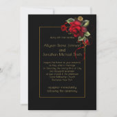 Diepe rode rozen groen goud sparkles bruiloft | kaart (Voorkant)