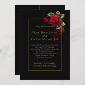 Diepe rode rozen groen goud sparkles bruiloft | kaart (Voorkant / Achterkant)