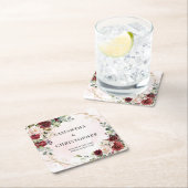 Diepe Rode rozen vers groen gouden bruiloft Kartonnen Onderzetters (Insitu)