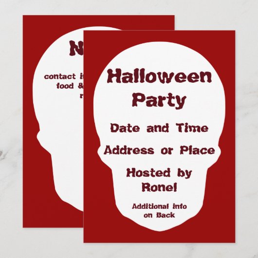 Diepe rode schedel uit Silhouette Kaart (Voorkant / Achterkant)