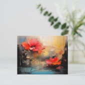 Diepe Rode Stilte – Abstracte Klaprozen in Stedeli Briefkaart (Staand voorkant)