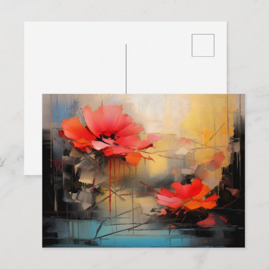 Diepe Rode Stilte – Abstracte Klaprozen in Stedeli Briefkaart (Voorkant / Achterkant)