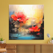 Diepe Rode Stilte – Abstracte Klaprozen in Stedeli Canvas Afdruk (Insitu (Woonkamer))