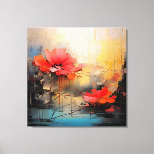 Diepe Rode Stilte – Abstracte Klaprozen in Stedeli Canvas Afdruk (Voorkant)