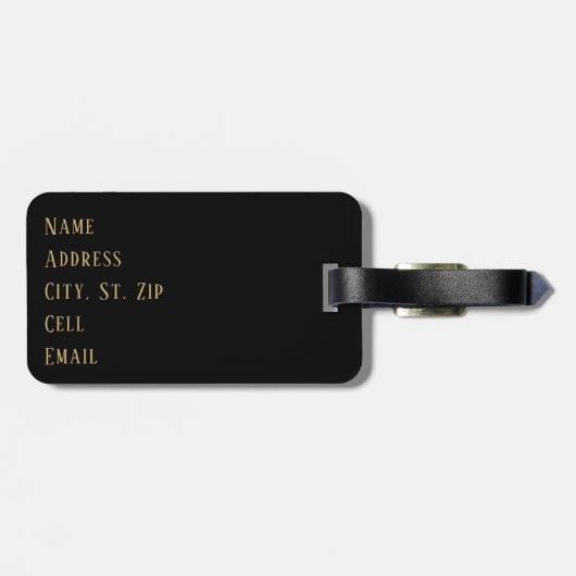 Diepe rode strepen en luipaard - Monogram Bagagelabel (Achterkant horizontaal)