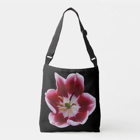 Diepe rode tulp crossbody tas (Voorkant)
