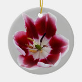 Diepe rode tulp keramisch ornament (Voorkant)