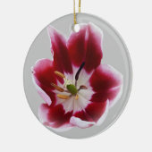 Diepe rode tulp keramisch ornament (Links)