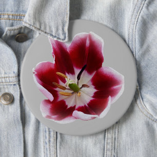 Diepe rode tulp ronde button 6,0 cm