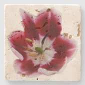 Diepe rode tulp stenen onderzetter (Voorkant)