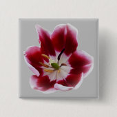 Diepe rode tulp vierkante button 5,1 cm (Voorkant)
