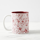 Diepe Rode Witte Aantallen 18th Birthday Two-tone  Tweekleurige Koffiemok (Links)