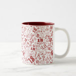 Diepe Rode Witte Aantallen 18th Birthday Two-tone  Tweekleurige Koffiemok<br><div class="desc">Een 18e verjaardag Mok met twee tonnen koffie,  met een patroon van 18s in Deep Red op een witte achtergrond; van een digitaal ontwerp van Judy Adamson.</div>