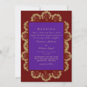 Diepe Rood en Paars Indische Style II Weddenschap Kaart (Voorkant)