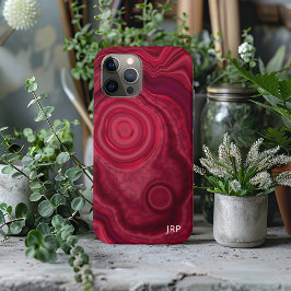 Diepe Roos Abstract Agate Pattern met Monogram Case-Mate iPhone Case