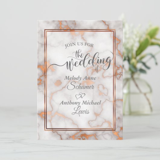 Diepe Roos Gold/kopermarmer Kaart (Staand voorkant)