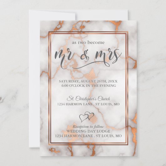 Diepe Roos Gold/kopermarmer Kaart (Achterkant)