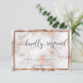 Diepe Roos Gold/kopermarmer RSVP Kaartje (Staand voorkant)
