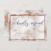 Diepe Roos Gold/kopermarmer RSVP Kaartje (Voorkant / Achterkant)
