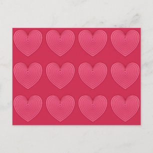 Diepe Roos Roze Satin Hearts Briefkaart