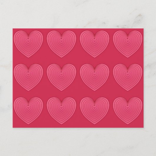 Diepe Roos Roze Satin Hearts Briefkaart (Voorkant)
