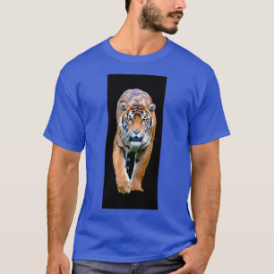 Diepe Royal Blue Color Tiger Modern Sjabloon T-shirt