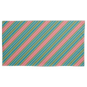 Diepe roze Bleke roze blauwe groene goudstrepen Kussensloop (Voorkant-Links)