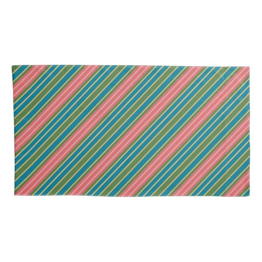 Diepe roze Bleke roze blauwe groene goudstrepen Kussensloop (Achterkant-Rechts)