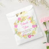 Diepe roze en gele bloemenkrans Bruidsdouche Bedankzakje (Gezegeld)