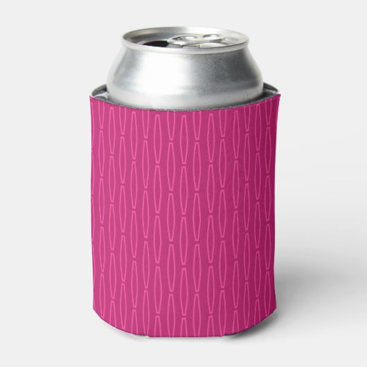 Diepe roze geometrische herhaling blikjeskoeler (Blikje Voorkant)