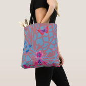 Diepe Roze Gouden Vlinder Kaleidoscoop Custom Prin Tote Bag (Dichtbij)