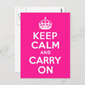 Diepe roze kalm houden en doorgaan briefkaart (Voorkant / Achterkant)