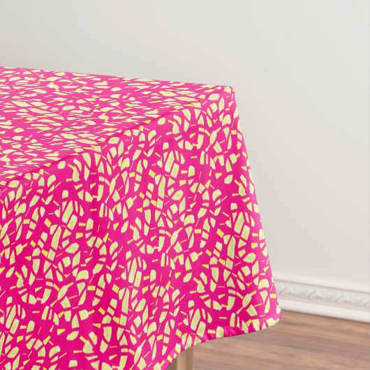 Diepe roze met kleine citroen- en roompatronen ero tafelkleed (Voorbeeld)